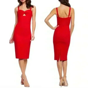 Dress the Population Eve Midi Sheath Dress Red Size XL